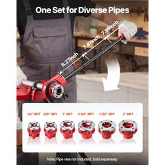 Uimoso Ratchet Pipe Threader Kit with 6 Dies, 1/2&Prime; NPT to 2&Prime; NPT