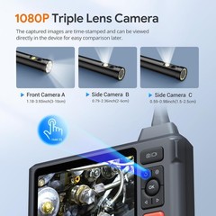User-Friendly Triple Lens Inspection Camera: 5&rdquo; Screen, 50FT Cable & Waterproof