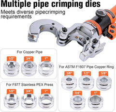 Pro Press Copper 11 Dies Set with for 1/2&Prime; 3/4&Prime; 1&Prime; Copper Pipe and F877 PEX Crim