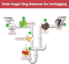 22V Cordless Pipe Drain Auger 25FT Cable Variable Speed for Sink Tub & Toilet
