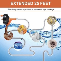25Ft Drain Auger, Clog Remover with Drill Adapter