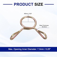 Fuel Line Hose Clips, 30Pcs 6mm Zinc Plated 65Mn Steel Tubing Spring Clamps