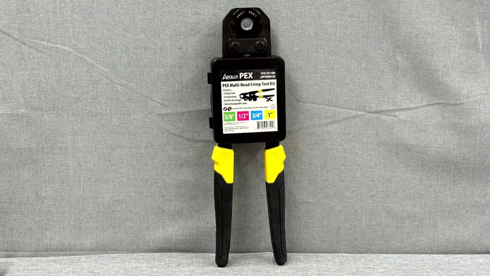 Apollo Multi-Head PEX Crimp Tool Kit &ndash; Crimper, 3/4, 1/2&Prime; and 3/8&Prime; Rings