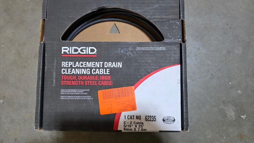OEM RIDGID 62235&zwnj;, 5/16&Prime;x25&prime; Drain Cable, Swivel Drop Head, Small Drain Cleaner
