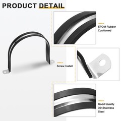 14Pcs 120mm(4-3/4&Prime;) Stainless Steel Rubber 2 Hole U-Tube Strap Clamp, Black
