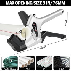 Ratchet PVC Pipe Cutter Heavy Duty,Cuts up to 3 Inches,PVC Cutter with One-Click
