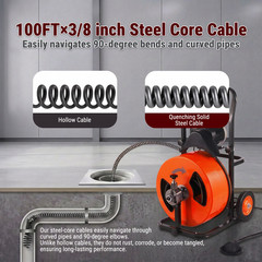 100FT x 1/2 In Drain Cleaner Machine, 2&Prime;-4&Prime; Pipes Auto Feed Electric Drain Auger
