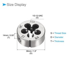 1/2-13 UNC Round Threading Dies 9SiCr Alloy Tool Steel Machine Thread 1 PCS