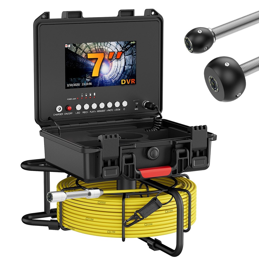30m Sewer Pipe Inspection Camera Drain Sewer Pipeline Industrial Endoscope 7&rdquo;