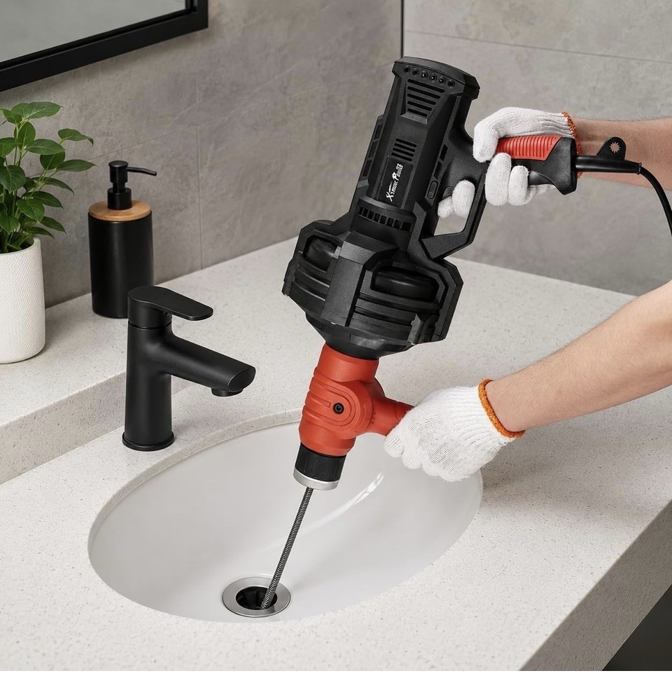 Handheld Portable Auto Feed Snake Drain Auger Corded Operated Unclog Sink Clog P