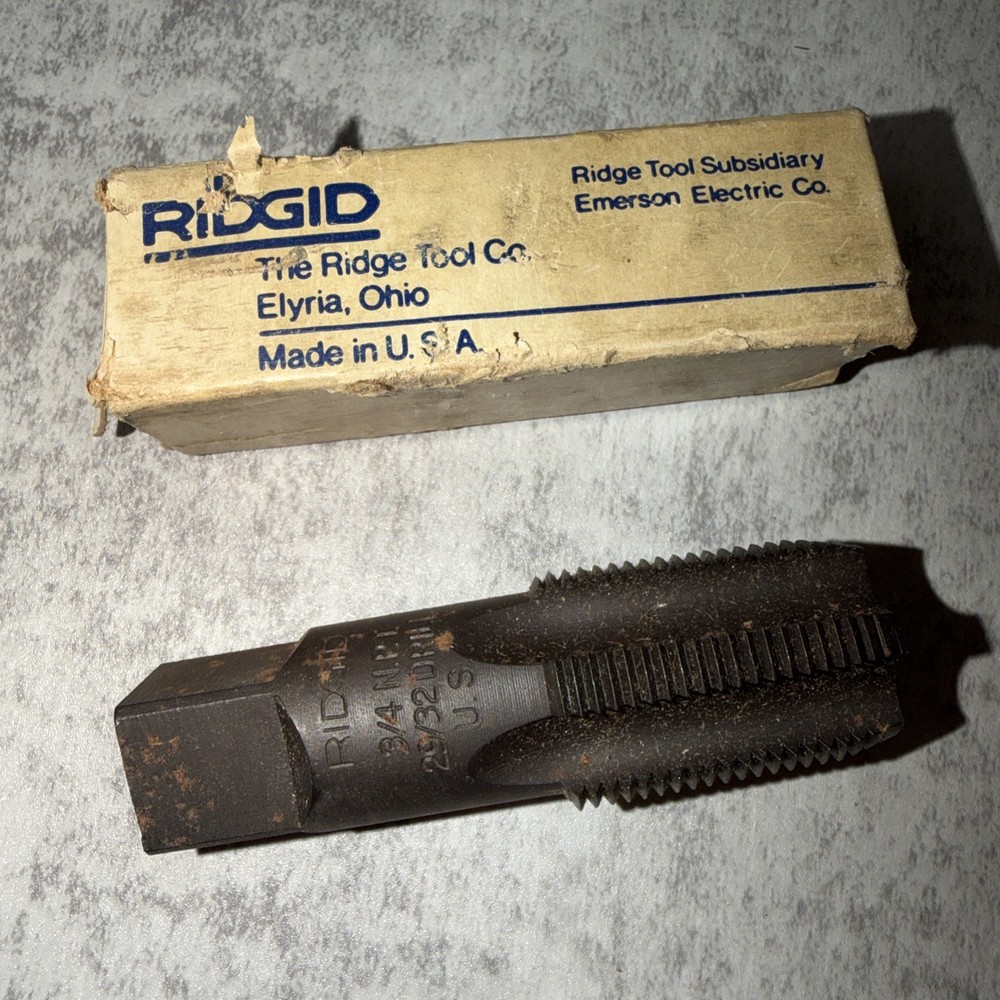 Ridgid 3/4&Prime; NPT Pipe Tap 29/32 Drill Tap 3/4 N.P.T Tap USA Made Tool