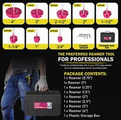 8Pcs PVC Pipe Reamer Kit &ndash; Complete Set for 1/2&Prime; Drills, Fits 1/2&Prime;-4&Prime; Pipes, Ide