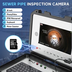 30M Sewer Pipe Inspection Camera Self-Leveling 512HZ Meter Counter 10inch DVR