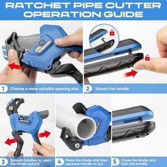 Heavy Duty 3-Gear Adjustable PVC Pipe Cutter Cuts Up to 2-1/2&Prime; Aluminum Alloy