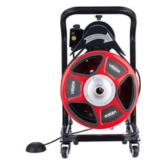 Drain Auger w/50FT 1/2&Prime; Solid Core Cable, Foot Control, 4 Cutters, Metal Drum