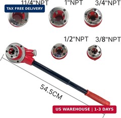 TEXALAN(R) Ratchet Pipe Threader Kit Ratcheting Pipe Threading Tool Set 5 Dies(3
