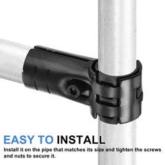 6 Sets Pipe Clamp Connector, 85 x 36mm End Rail Clamps Fit 1.1&Prime; OD, Black