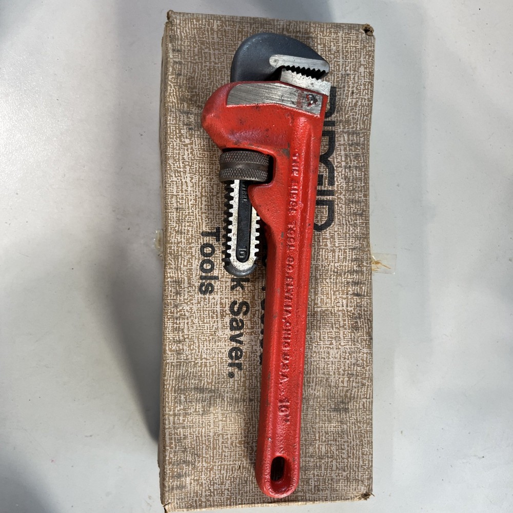 New Old Stock RIDGID 10 Inch Straight Pipe Wrench, Heavy Duty USA Made