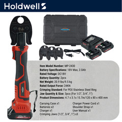 PureFlow Mini Press Tool Kit, 18V Electric Pipe Crimping Tool for 1/2&Prime;, 3/4&Prime;, 1&Prime;
