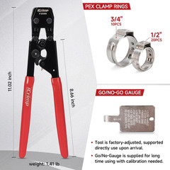 PEX Clamp Tool Kit 3 8-1 w Rings & Tubing Cutter &ndash; All-in-one Crimping Set