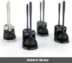 MR.SIGA Toilet Plunger and Bowl Brush Combo for Bathroom Cleaning, Gray, Gray