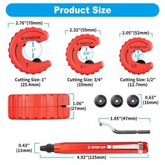 Spurtar 4pcs Pipe Cutter Tool Set 3pcs Copper Tubing 1/2&Prime; 3/4&Prime; 1&Prime;