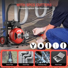 75FT x 1/2 Inch Drain Cleaning Machine &ndash; 450W Auto-Feed Electric Sewer Snake New