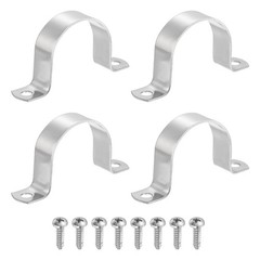 4Pcs 50mm(2&Prime;) Two Hole Rigid Pipe Strap with Screws, Silver