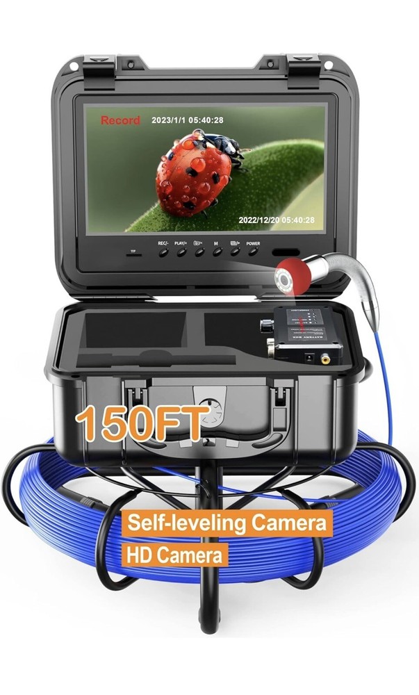 Self-Leveling Sewer Camera 100Ft Anysun 9&Prime; HD Screen New In BOX