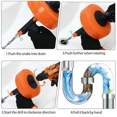 50 Ft Drain Auger &ndash; Manual/Drill Powered Plumbing Snake, Heavy Duty, Flexible, G