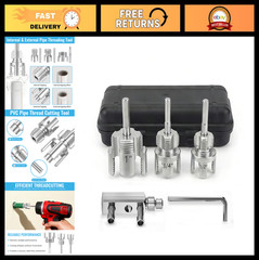 5-Piece Pipe Threading Tool Kit, 1/2&Prime; 3/4&Prime; 1&Prime; Dies, Bolt/Screw Extractor, Steel
