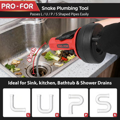 Drain Auger, 16.4FT Plumbing Snake Drain Clog Remover, Manual & Drill Powered Dr