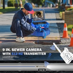 9&Prime; Self-Leveling Sewer Camera w 512Hz 230ft/70m Digital Length Counter 32GB IP68