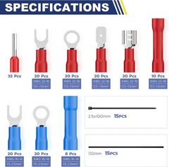 Automatic Wire Stripping Tool Kit 201PCS &ndash; AWG 24-10 Cables with Insulated Termi
