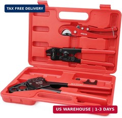iCrimp ICP-1234AH PEX Crimping Tool Kit &ndash; 1/2-in & 3/4-in Copper Crimp Rings, Du