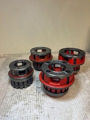 Used Ridgid 4 Pc Die heads set 1in, 2 1 1/2in, 2in See All Photos Good Condition