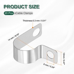 20pcs 9/16&Prime; (14mm) Stainless Steel Cable Clips Conduit Wire Holder Strap Clamp