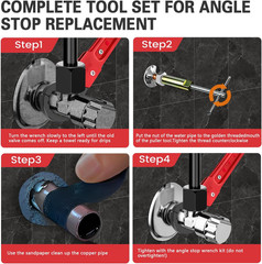 6 Pcs Plumbing Tools Kit with Angle Stop Wrench & 1/2-Inch Compression Sleeve Pu