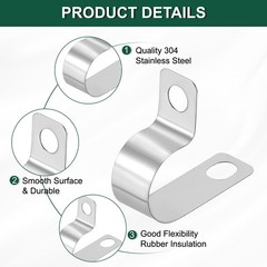 20pcs 9/16&Prime; (14mm) Stainless Steel Cable Clips Conduit Wire Holder Strap Clamp