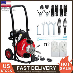 100FT x 1/2 Inch Drain Cleaner Machine 250W Electric Sewer Snake Auger w/ Cutter