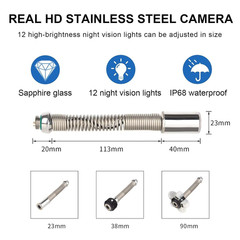 164Ft HD Sewer Camera with Light, 9&Prime; Monitor, Waterproof, 12 LED, DVR