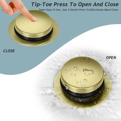 Tip-Toe Bathtub Drain Kit with Two-Hole Overflow Standard, Brushed Gold
