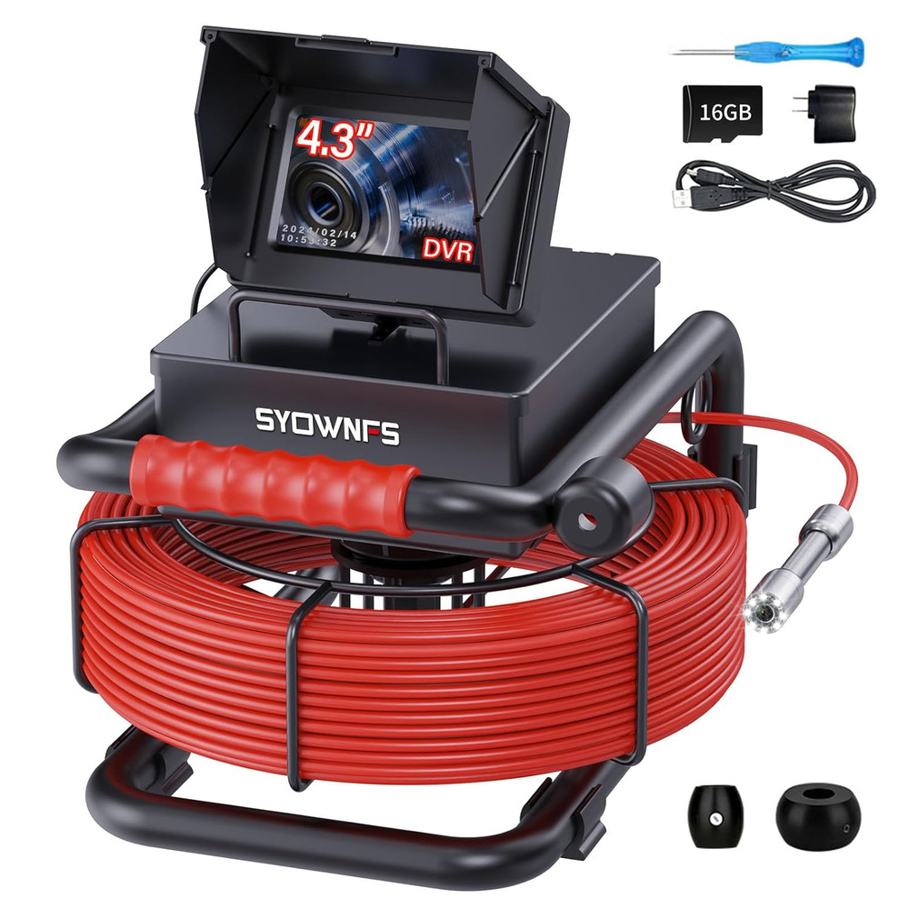 100FT Sewer Camera with 4.3&Prime; Screen, DVR, and 5600mAh Battery for Pipe Inspectio