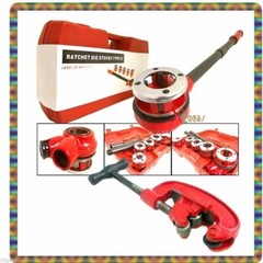 5pc Pipe Threader Ratchet Type w/ Dies 3/8&Prime; to 1-1/14&Prime; + FREE #2 Pipe Cutter