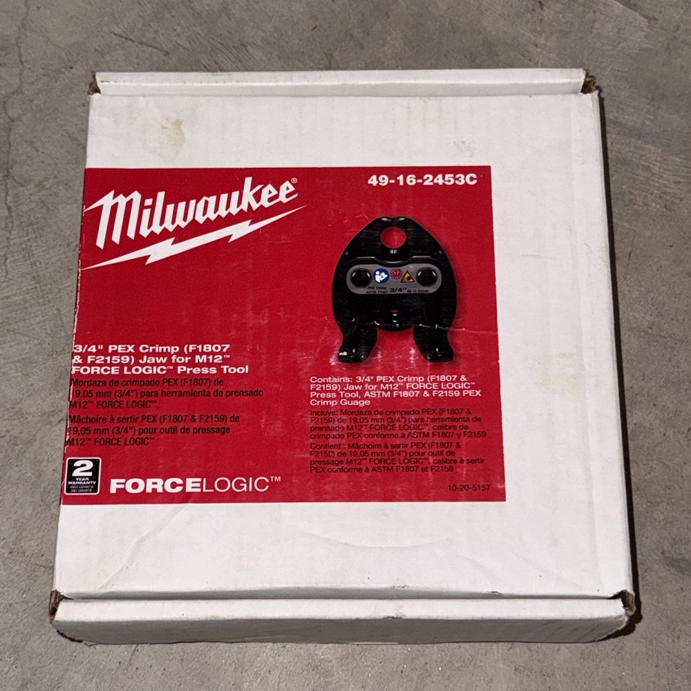 NEW Milwaukee Tool 49-16-2453C 3/4&Prime; PEX Crimp Jaw For M12 Force Logic Press Tool