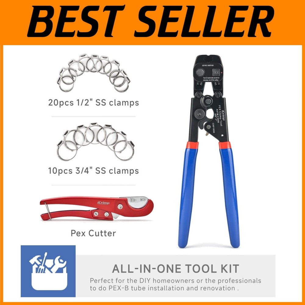 Universal Ratchet PEX Cinch Tool with Pipe Cutter