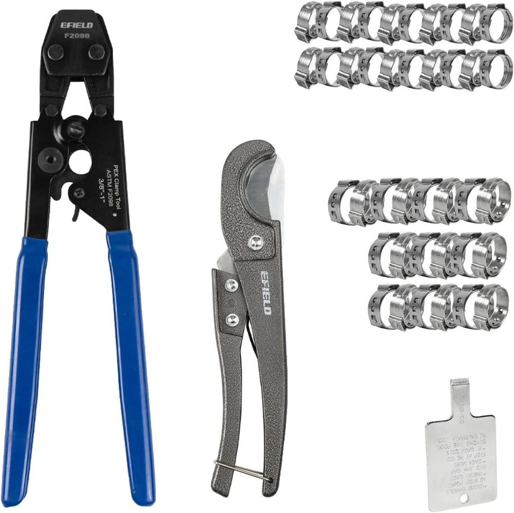 Pex Cinch Clamp Tool Set with Metal Cutter and 30 Stainless Steel Clamps