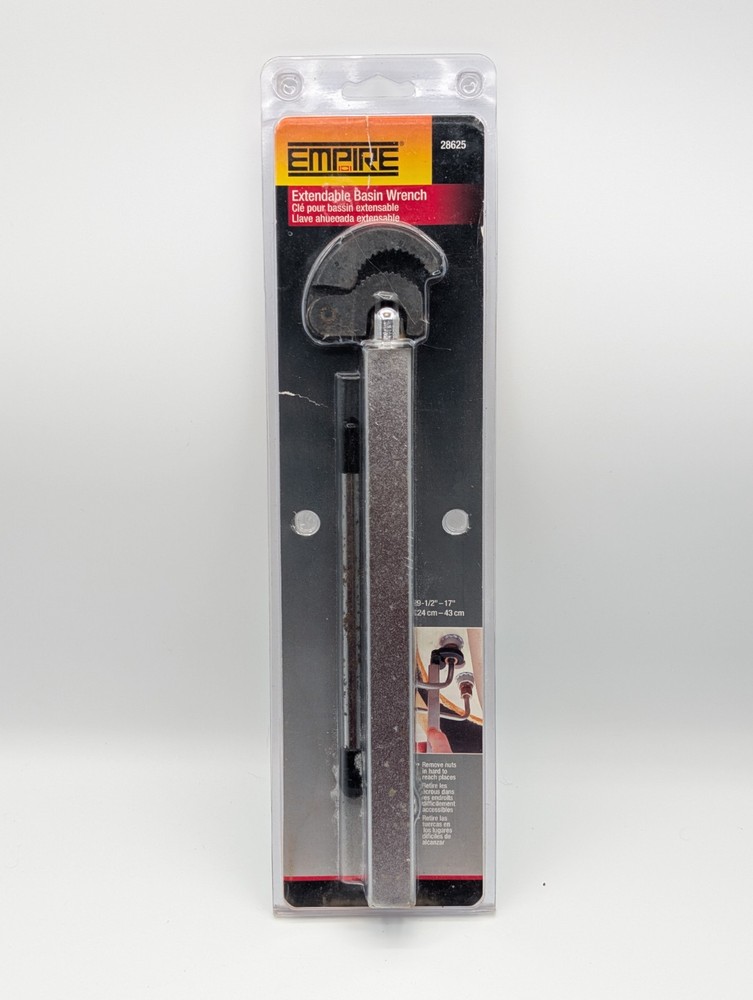 Empire 28625 Extendable Basin Wrench 9.5&Prime; to 17&Prime; Telescoping Under Sink Tool Box