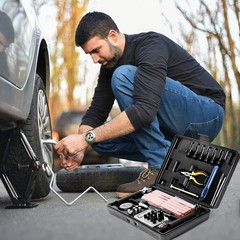 Tire Repair Kit, 102 Pcs Heavy Duty Plug Kit for Car, Universal Black