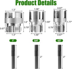 3PCS PVC Pipe Threader Tool，Integrated Internal & External Pipe Threading Tool